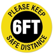 SIGNMISSION Please Keep Safe Distance Non-Slip Floor Graphic, 11in Vinyl Decal, 11" x 11", FD-X-11-99976 FD-X-11-99976